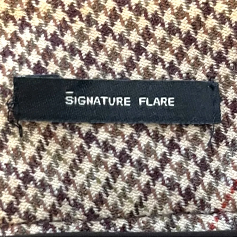 Talbots Signature Flare Wool Window Pane Plaid Wide Leg Trousers - Picture 12 of 14